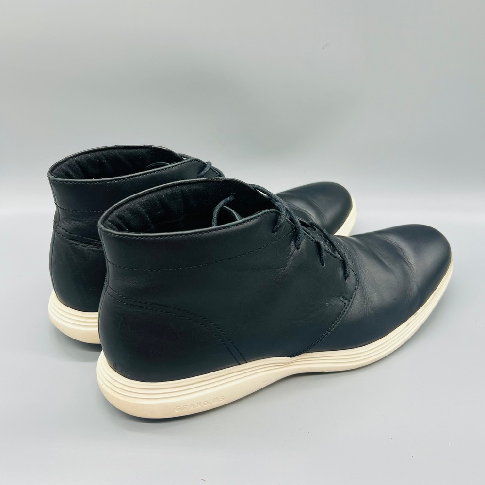 Cole Haan Boots Mens 11 Black Leather Grand OS Chukka Lace Up Booties Shoes - Picture 7 of 10